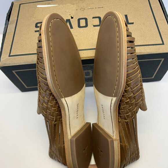 Tecovas Mateo Huarache Slip On Butterscotch Cowhide Leather Woven New SZ 10.5 - Picture 3 of 10
